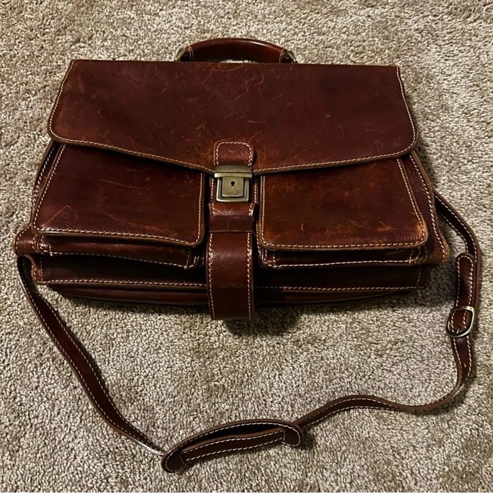 Floto Italian Leather Men's Bag - Rich Brown
